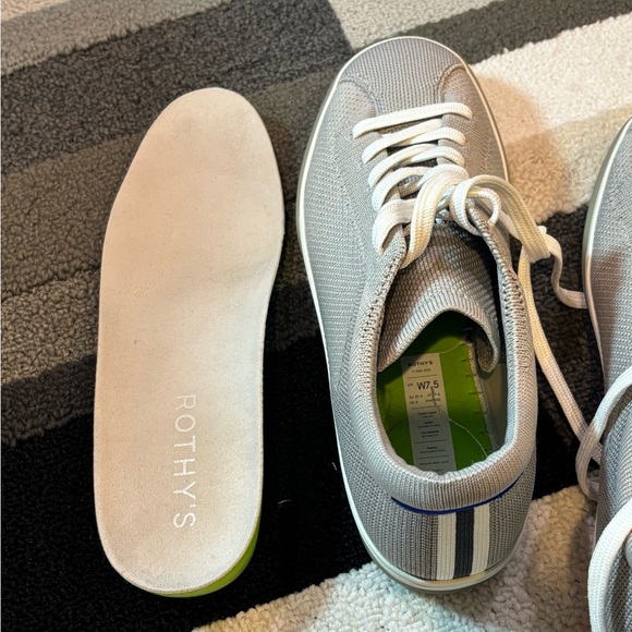 Rothys The Lace Up Shoes Women’s Size 7.5 Storm Gray Knit Breathable - Picture 2 of 8